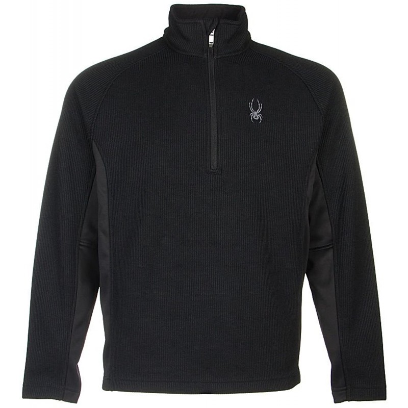 Spyder 남성 아웃바운드 하프 지퍼 Mid Weight Stryke Fleece,X-Small,Black/Black/Black : 의류, 신발 및 보석