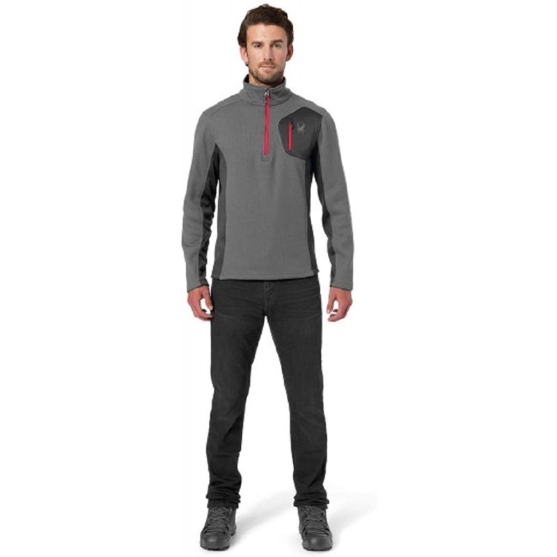 Spyder Men's Bandit Half Zip Stryke Jacket, Polar/Black/Red, Small : Sports & Outdoors