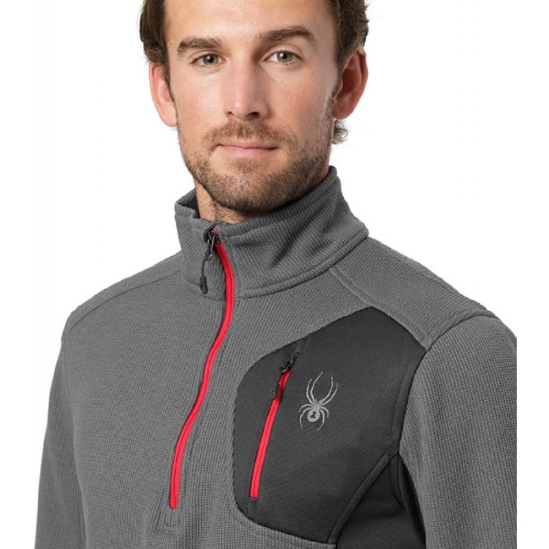 Spyder Men's Bandit Half Zip Stryke Jacket, Polar/Black/Red, Small : Sports & Outdoors