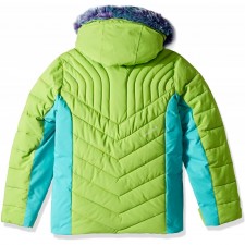 Spyder Girls Hottie Faux Fur Ski Jacket, Fresh/Baltic, Size 12 : 의류, 신발 및 보석