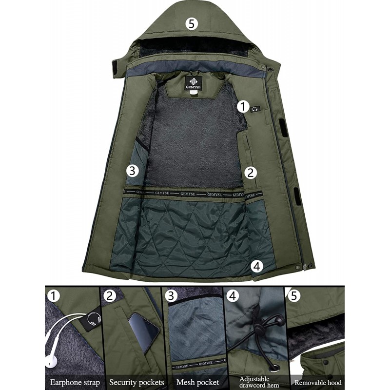 GEMYSE 남성용 산악 방수 스키 스노우 자켓 겨울 방풍 레인 자켓 (Army Green,Large) : 의류, 신발 및 보석