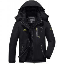FASKUNOIE 남성 스키 자켓 Moutin Windproof Fleece Winter Coat Jacket with Zipper Pockets Black : 의류, 신발 및 보석