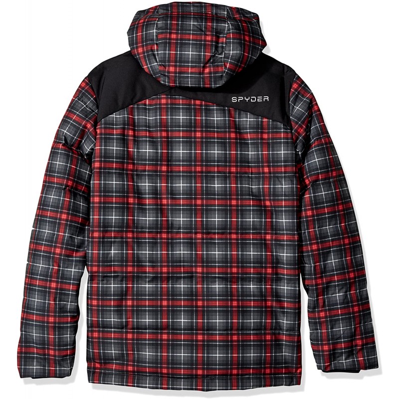 Spyder Boy's Garrison Jacket, Polar Box Plaid Print/Black, Medium : 스포츠 & 아웃도어