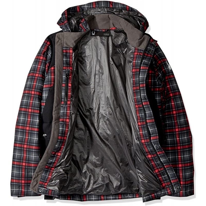 Spyder Boy's Garrison Jacket, Polar Box Plaid Print/Black, Medium : 스포츠 & 아웃도어