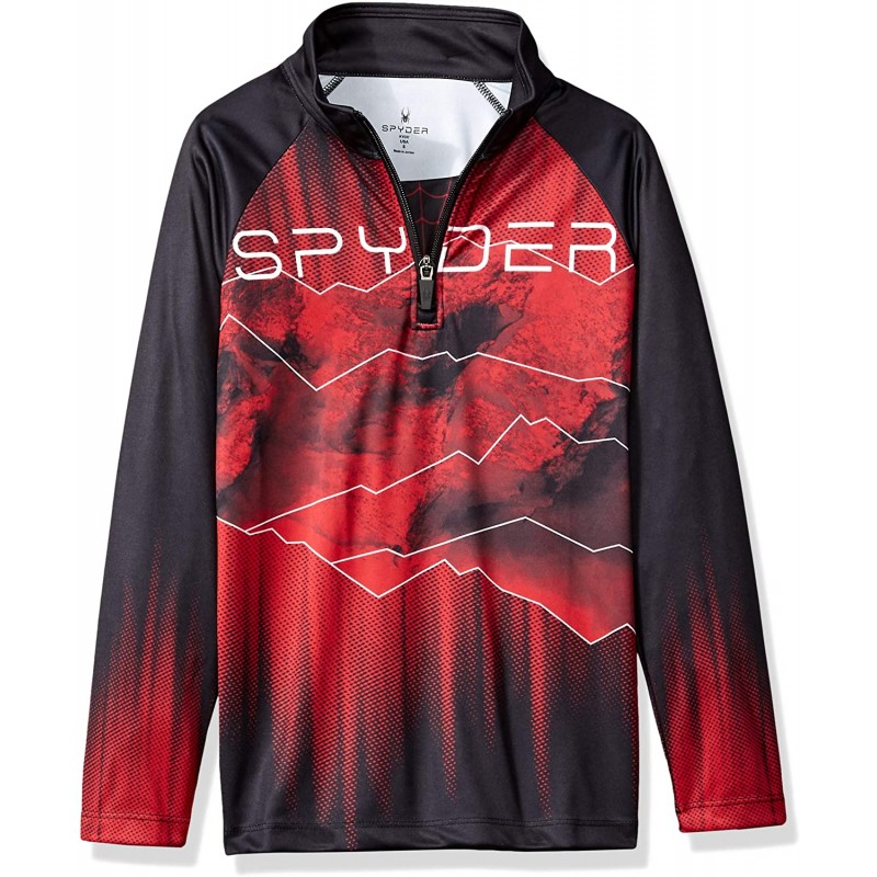 Spyder Boys' Limitless Rising Half Zip T-neck Shirt, Black/Red/Black, X-Large : Clothing, Shoes & Jewelry