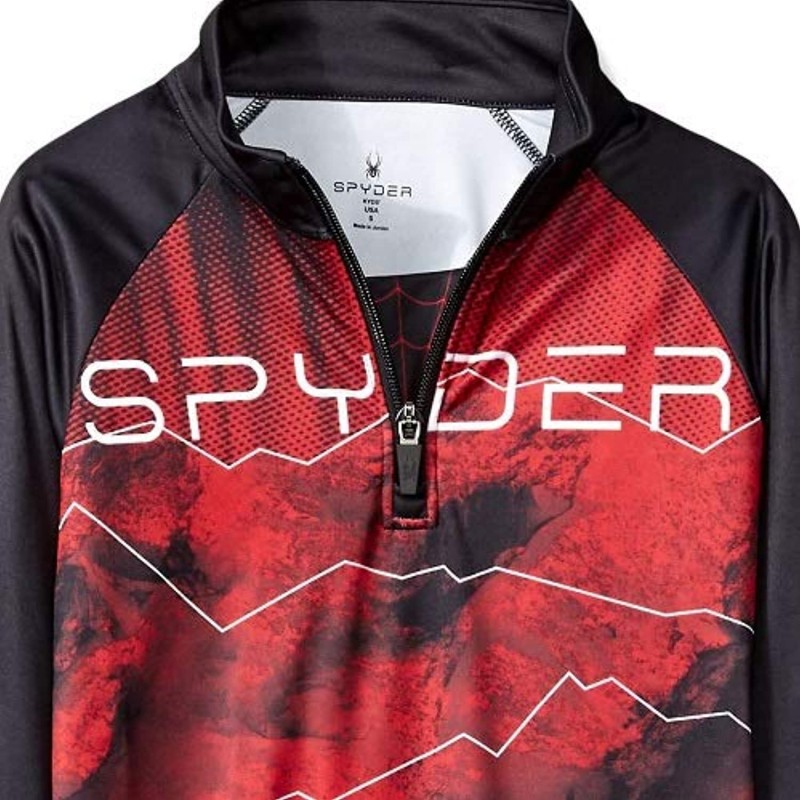 Spyder Boys' Limitless Rising Half Zip T-neck Shirt, Black/Red/Black, X-Large : Clothing, Shoes & Jewelry