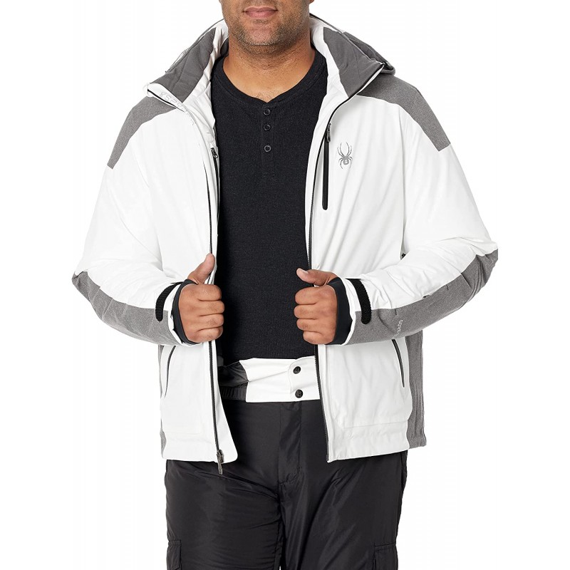 Spyder Men's Avenger Gore-tex Ski Jacket, White/Tech Flannel/Black, X-Large : 의류, 신발 및 보석