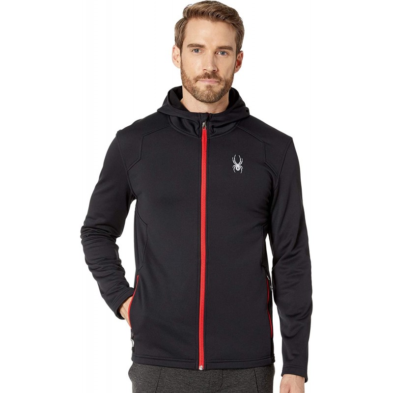 Spyder Men's Chambers Full Zip Hard Face Tech Fleece Hoody, Black, Small : 의류, 신발 및 보석