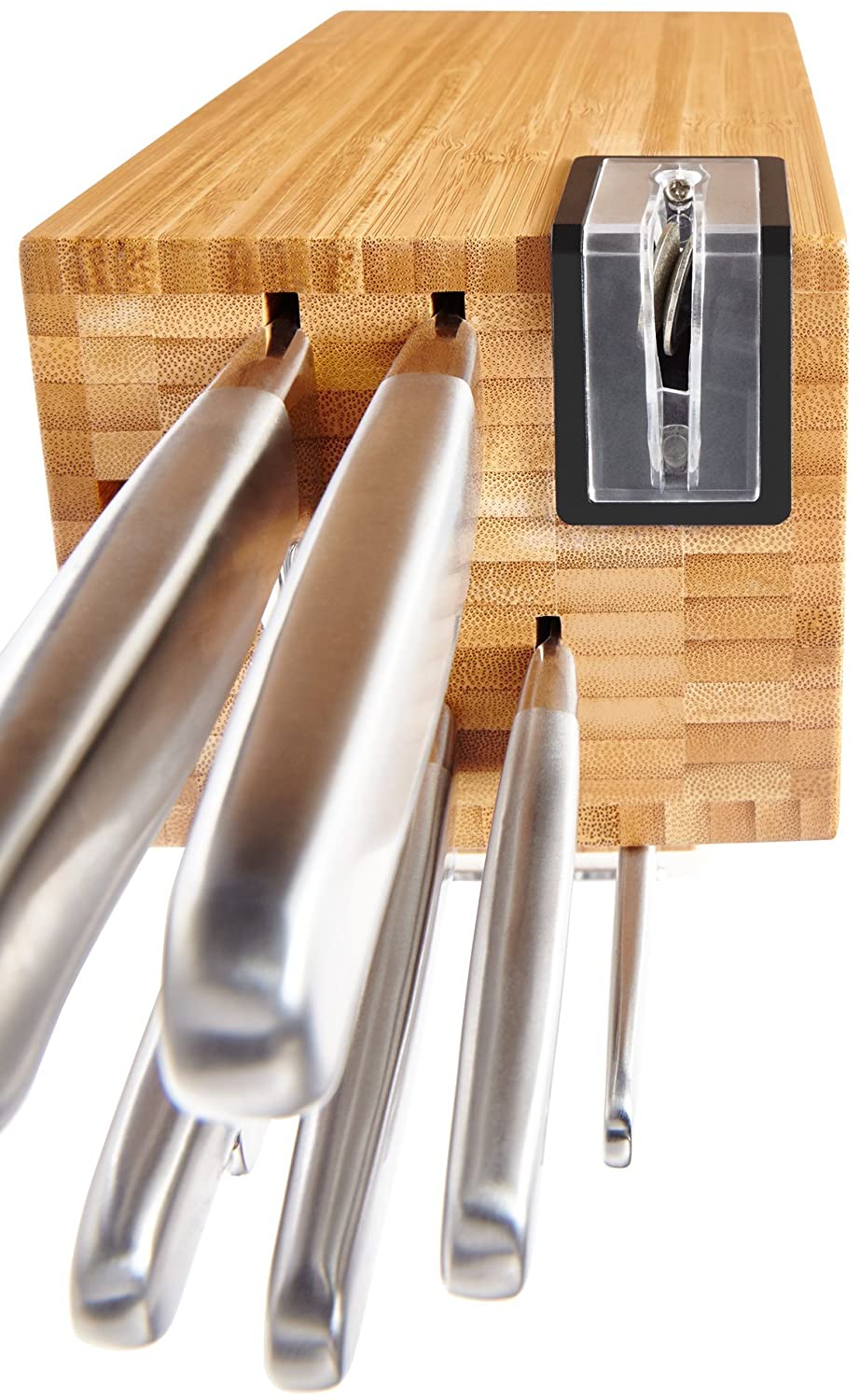 KitchenAid KKFSS14BO 14 조각 클래식 단조 시리즈 브러쉬 스테인레스 스틸 칼 세트, 대나무 우드