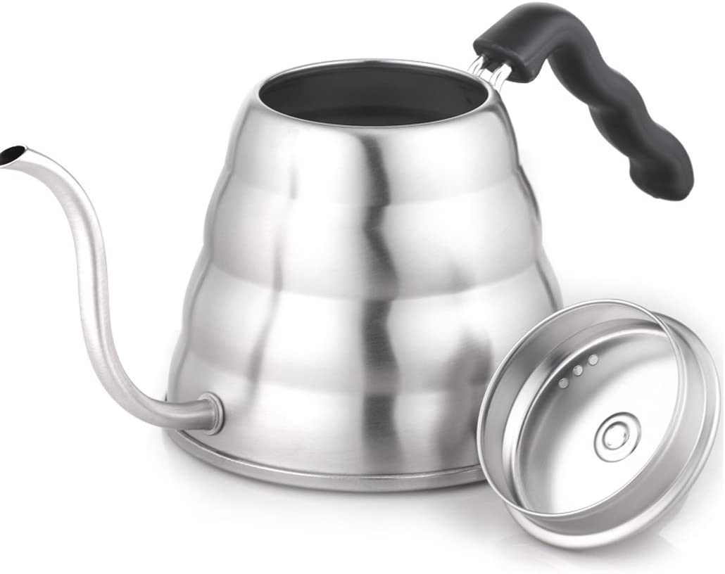 Hario V60 Buono 스테인레스 스틸 거위 목 모양의 커피 주전자, Stovetop (1.2L / 1200mL)