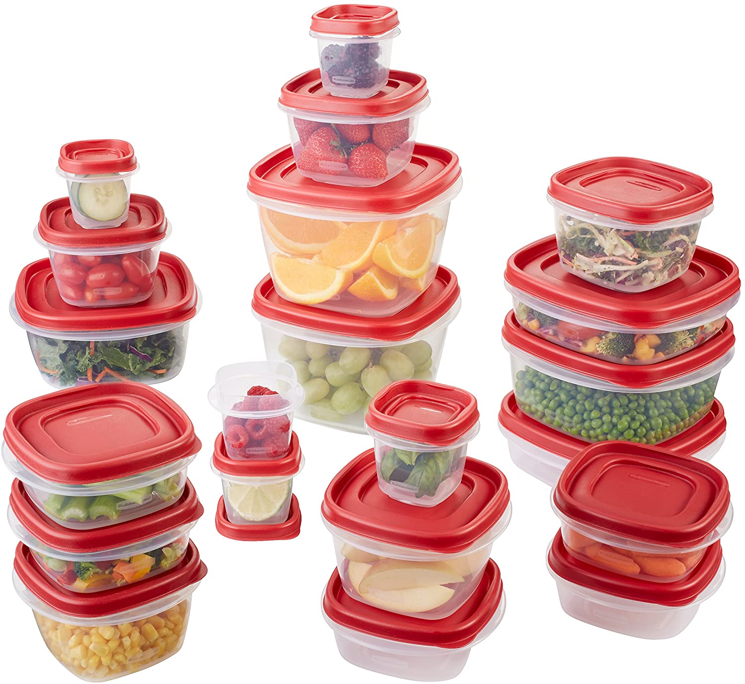 Rubbermaid Easy 뚜껑 찾기 식품 저장 용기, Racer Red, 42-Piece Set 1880801