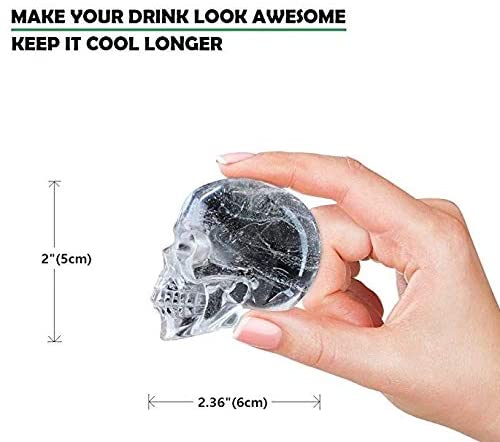 3D 해골 아이스 몰드 - 간편한 방출 실리콘 몰드, 위스키, 칵테일 및 주스 음료 용 귀여운 해골 얼음 스컬, 블랙 - 식기 세척기 안전