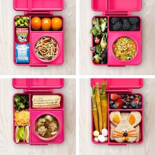 아이들을 위한 옴ieBox Bento박스 단열 및 누출 입증 도시락 식품-보온병 3개-온도대 2개-(핑크 베리)