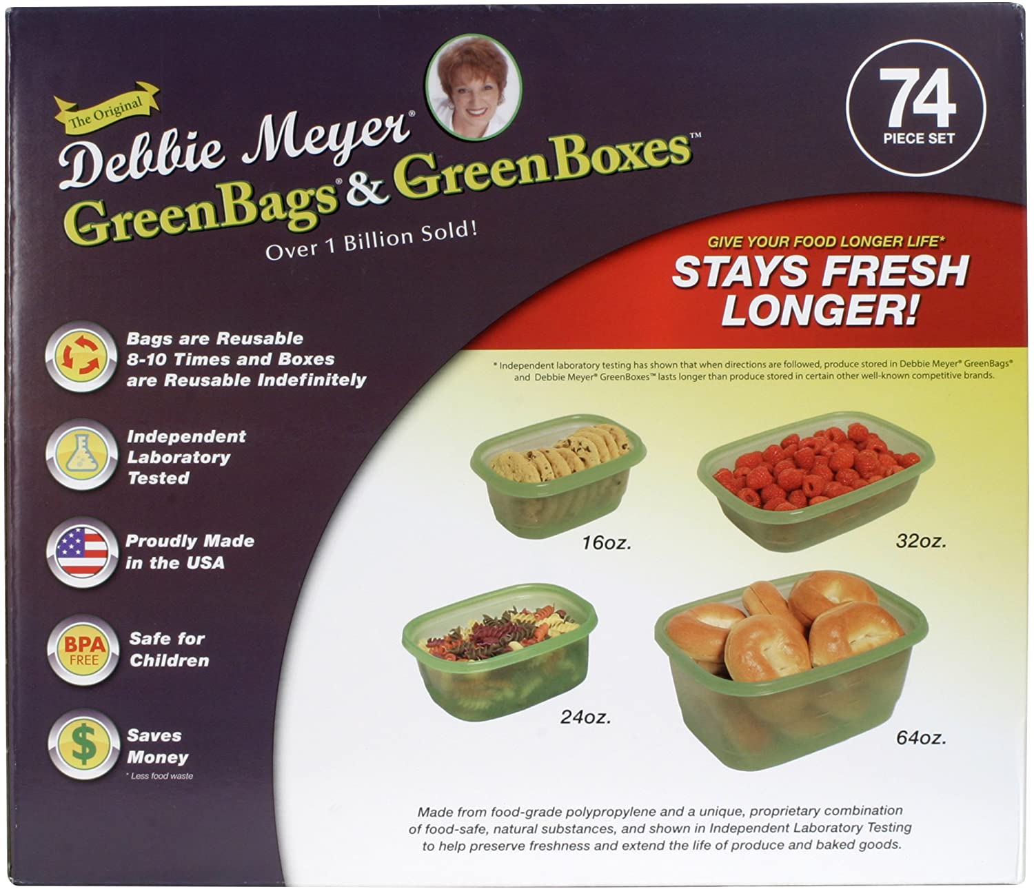 Debbie Meyer 5165462 GreenBox & GreenBags, 74-Piece, Green