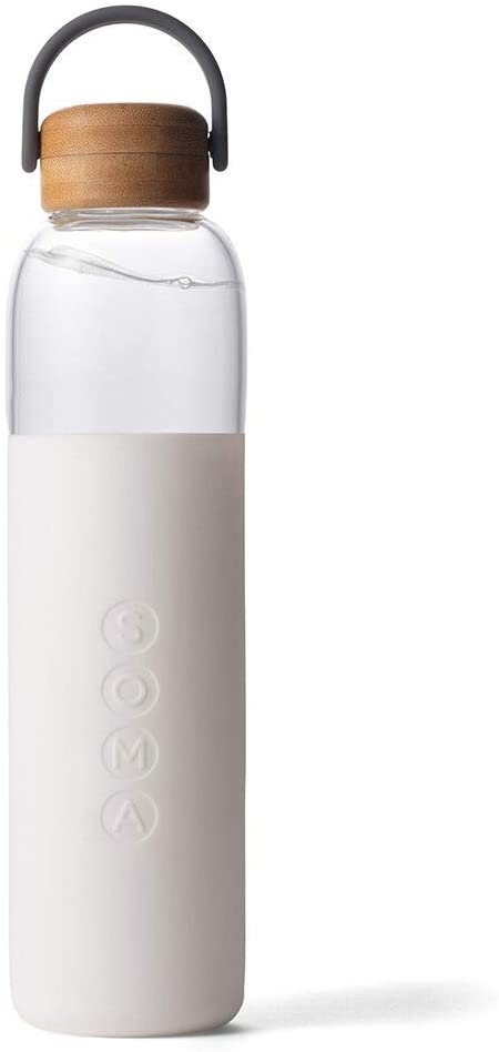 Soma BPA-Free 유리 병, 실리콘 슬리브, 화이트, 25oz