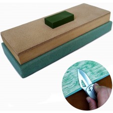 녹색 화합물과 가죽 호닝 스트로크 블록 | 3 인치 x 8 인치 | 가죽을 연마하여 연마 및 연마 나이프, 직선 면도기, 날, 끌 및 도구를 연마하는 데 적합합니다.