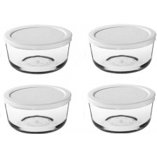 Pyrex 스토리지 세트 - 모듬 (4 컵, 4 상자 상자 (흰색 뚜껑))