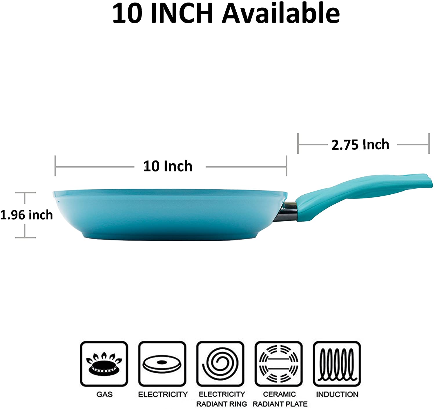 독일 (100 % PTFE, PFOA 및 APEO 프리) (10 인치)의 세라믹 비 점착성 코팅을 사용한 10 