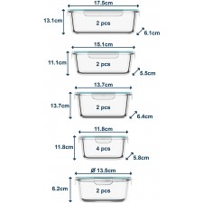 Razab 24 조각 유리 식품 보관 용기 - 밀폐형 뚜껑 - 전자 레인지 / 오븐 / 냉동고 및 식기 세척기 안전 - 스팀 방출 밸브 BPA / PVC 무료 - 소형 및 대형 재사용 가능 원형, 사각형 및 직사각형 컨테이너