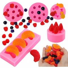 5Pcs 과일 모양 젤리 몰드, 3D 미니 파인애플 딸기 오렌지 블루베리 뽕나무 실리콘으로 만든 컵케이크 장식용 과일 몰드, 비누, 초콜릿: