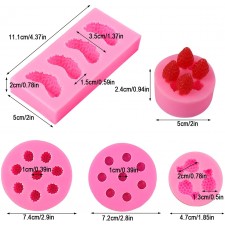 5Pcs 과일 모양 젤리 몰드, 3D 미니 파인애플 딸기 오렌지 블루베리 뽕나무 실리콘으로 만든 컵케이크 장식용 과일 몰드, 비누, 초콜릿: