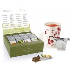 Tea Forte Kati Cup Tea Infuser Cup, Chherry Flowers + 싱글 Slash Tea Chest Loose Tea Sampler Bundle: 주방 & 다이닝
