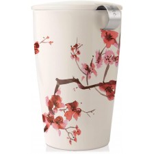 Tea Forte Kati Cup Tea Infuser Cup, Chherry Flowers + 싱글 Slash Tea Chest Loose Tea Sampler Bundle: 주방 & 다이닝