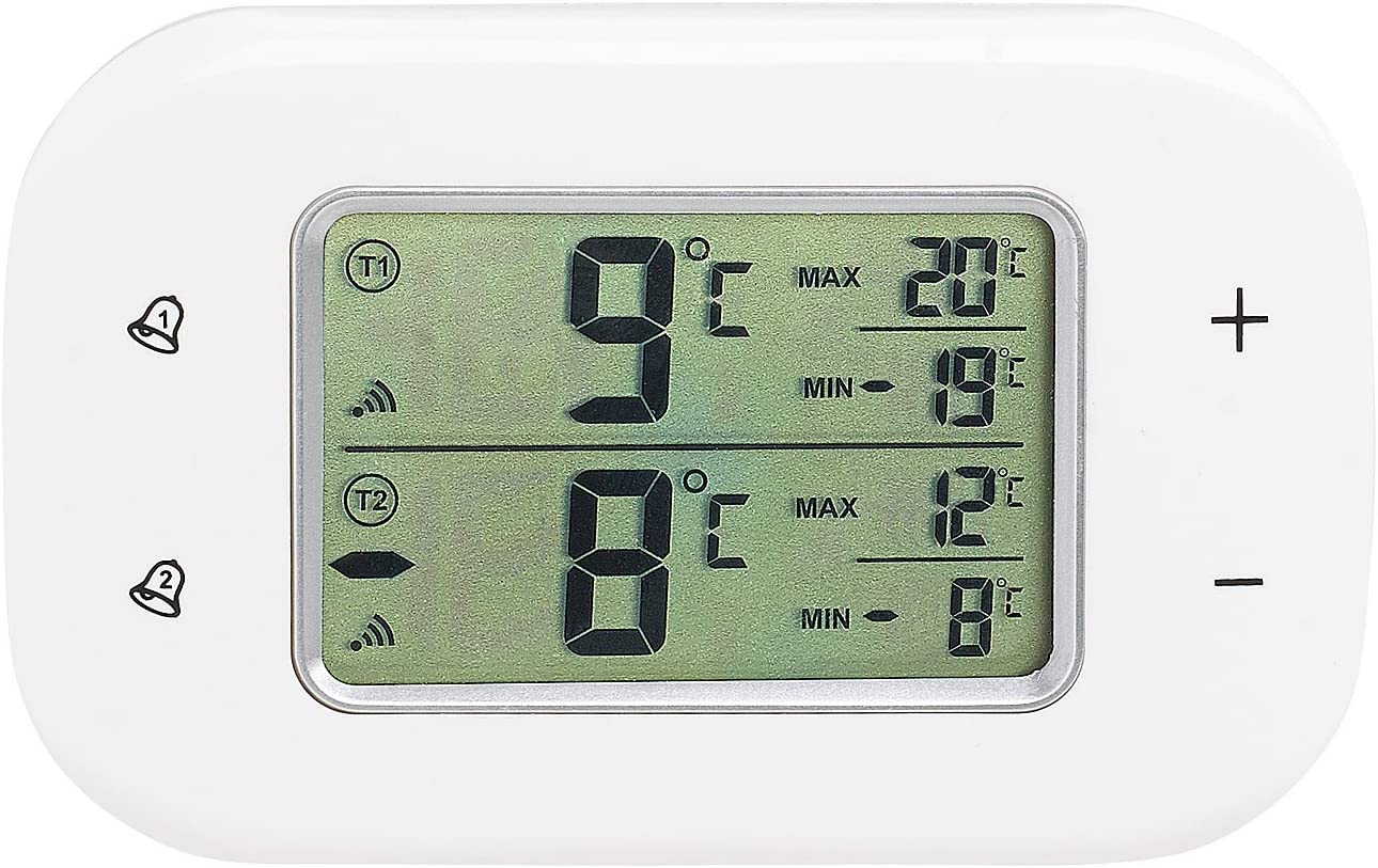 로젠스타인 & 산네 라디오 온도계: 디지털 냉장고 및 냉동고 온도계, 2 개의 무선 센서, 화이트 (라디오 온도계 오븐 캐비닛)