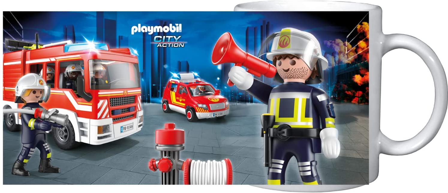 PLAYMOBIL 유나이티드 라벨 시티 액션 컵 컵 컵 커피 소방대, 320ml, 컬러풀, 320Ml