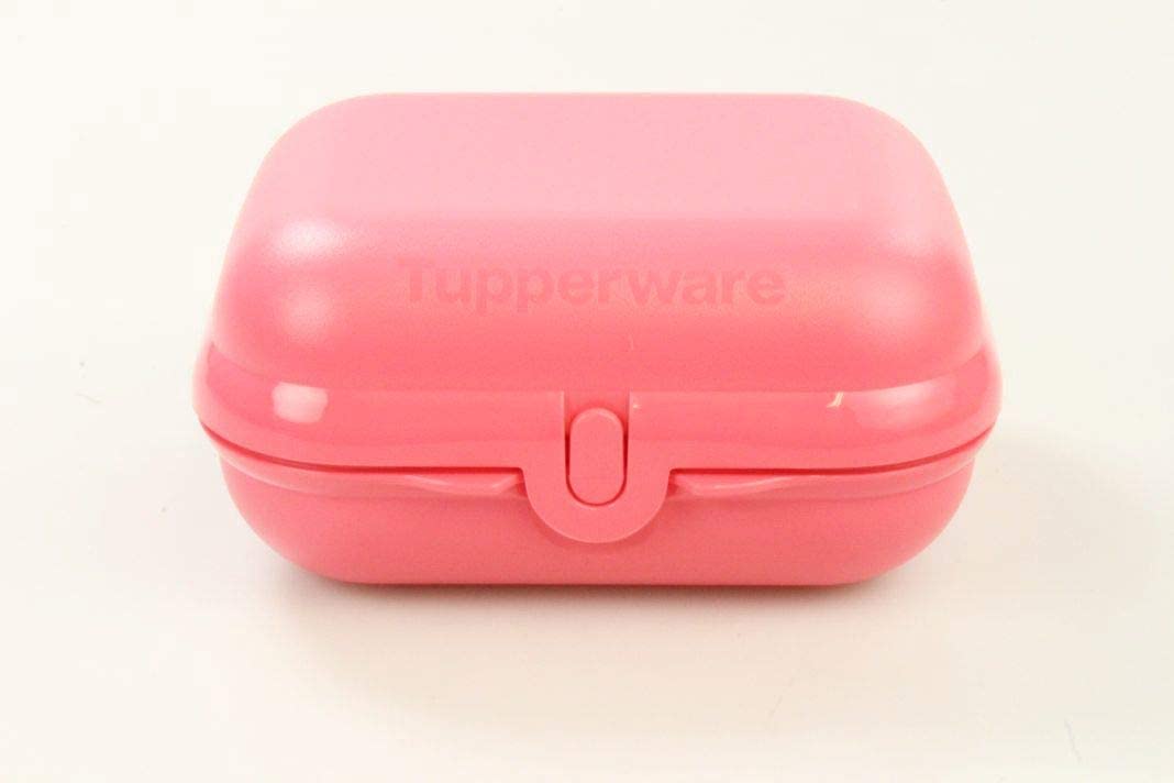 TUPPERWARE 는 트윈 파스텔 레드 빵 상자 구불 구불 한 주석 빵 크기 3이동