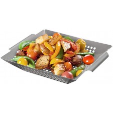 Sorbus Grill Basket-야 채용 사각 그릴 바스켓-야채 요리를위한 BBQ 그릴 도구 및 야외 액세서리 Kabob, 생선, 고기, 새우 등 – 스테인리스 스틸