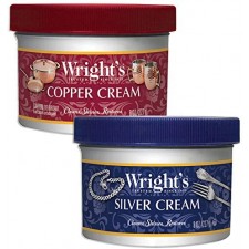 Wright 's Silver and Copper Cream Cleaner and Polish-각각 8 온스-암모니아 무첨가-프리미엄 메탈 광택 실버 구리 황동 크롬 도자기 등