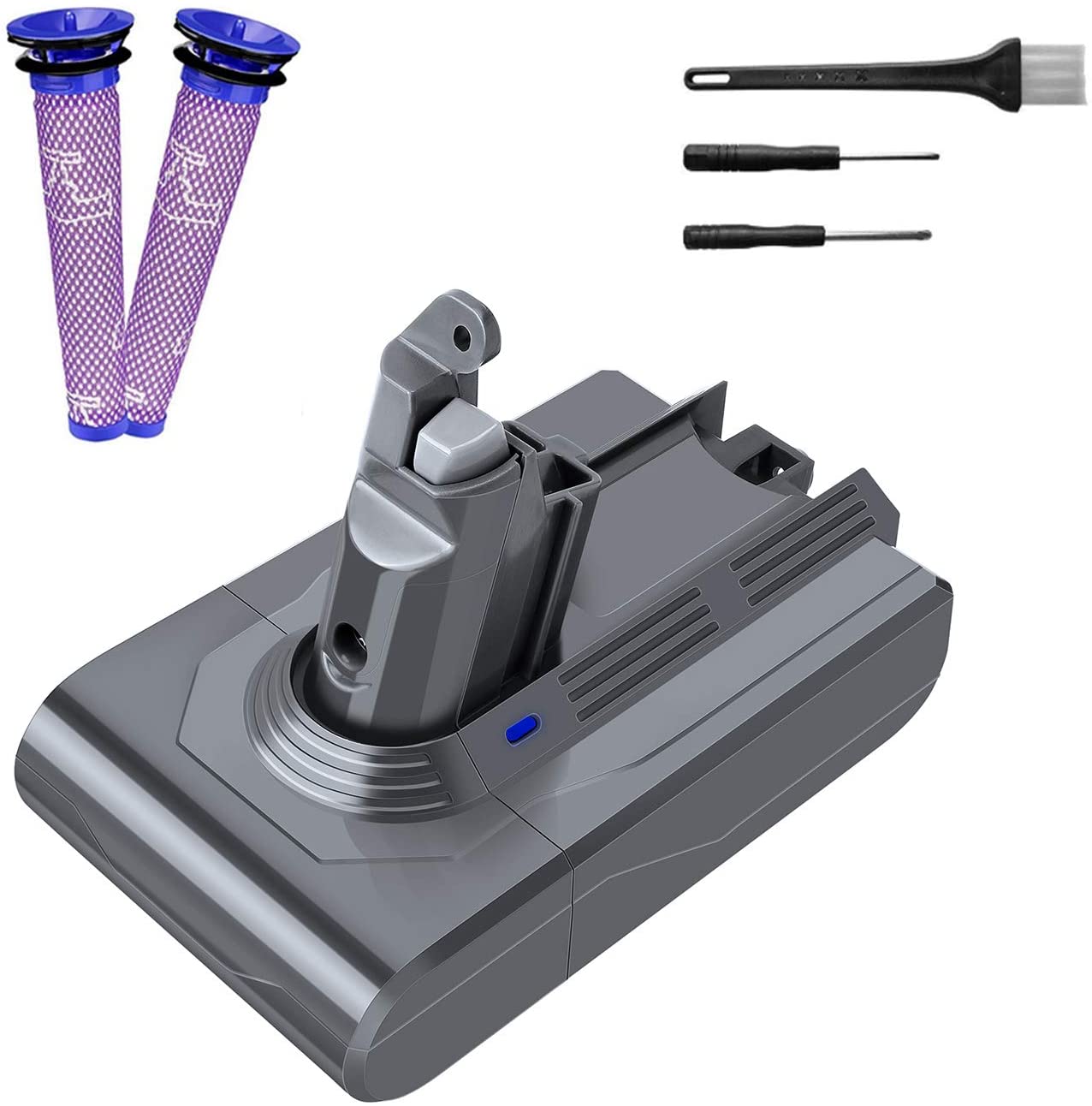 Shamnee 교체 Dyson V6 배터리 3500 mAh for Dyson v6 DC59 DC58 DC61 DC74 DC74 DC62 + 2 필터 + 2 드라이버 + 1 브러쉬