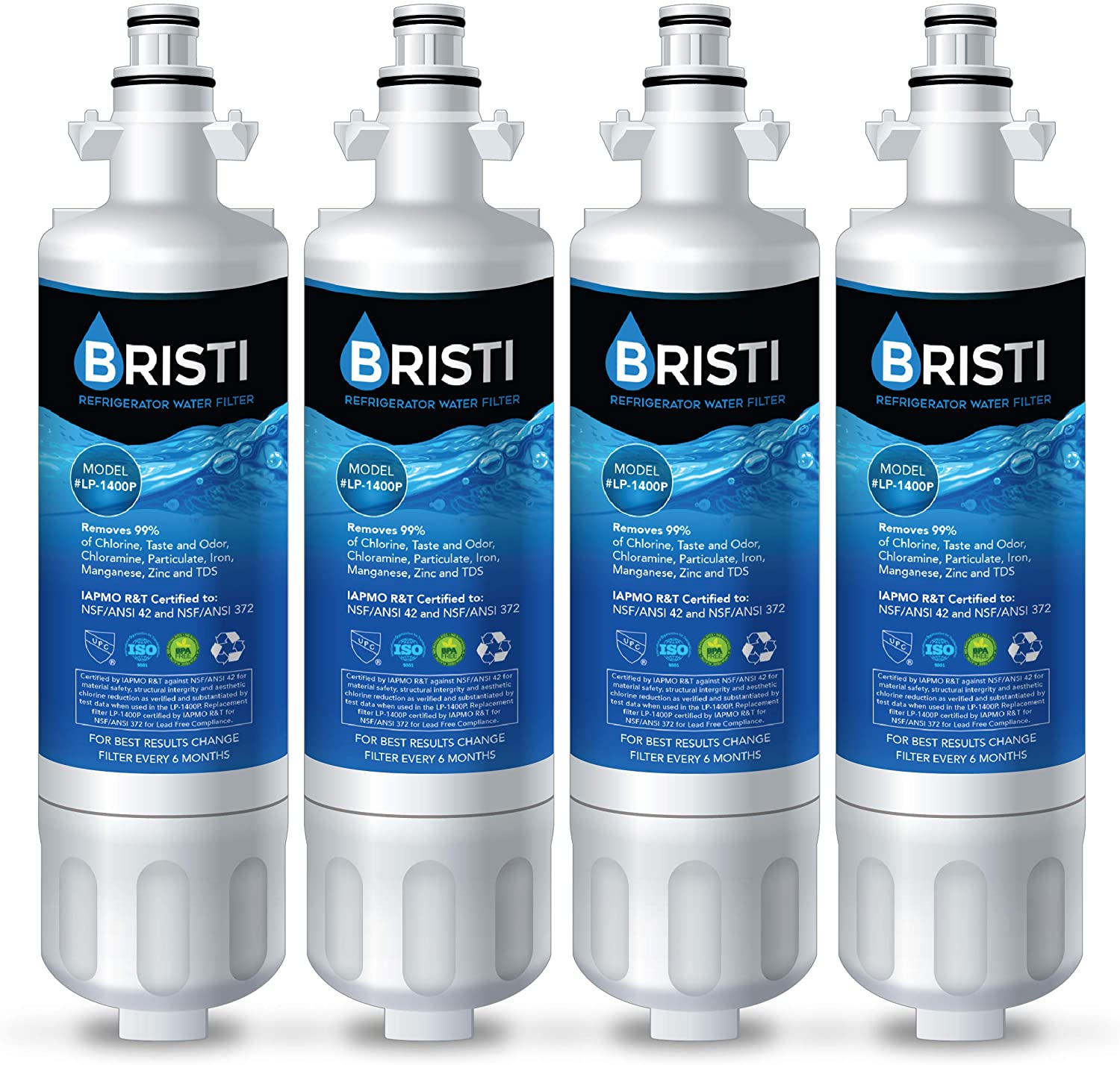 Bristi 9690 냉장고 워터 필터, LG 모델 LT700P, ADQ36006101, ADQ36006102와 호환 가능 및 Kenmore 모델 9690, 46-9690 용 교체-냉장고 LP-1400P 4 팩