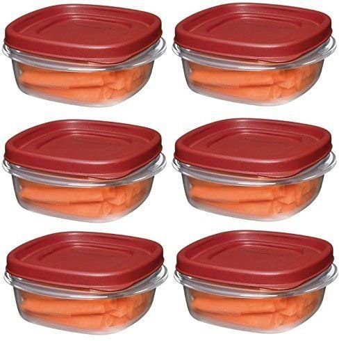 Rubbermaid 1776401 1 1/4 컵 쉬운 찾기 뚜껑 식품 보관 용기, 정사각형, 6 개 팩