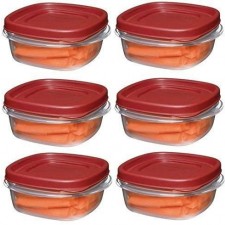 Rubbermaid 1776401 1 1/4 컵 쉬운 찾기 뚜껑 식품 보관 용기, 정사각형, 6 개 팩