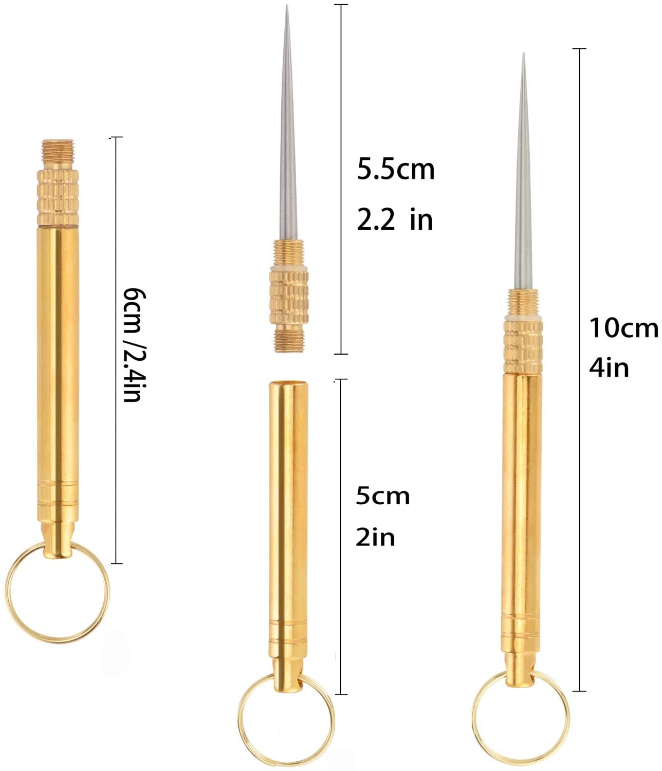 티타늄 키체인 이쑤시개 포켓 이쑤시개 금속 이쑤시개 도어 아웃도어 피크닉(황동), 수량(4)
