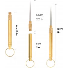 티타늄 키체인 이쑤시개 포켓 이쑤시개 금속 이쑤시개 도어 아웃도어 피크닉(황동), 수량(4)