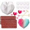 Diamond Heart Musse Silicon Cake Mold 트레이, 8개의 캐비티 하트 다이아몬드 모양의 케이크 몰드 트레이, 2조각 초콜릿 몰드 문자 번호 모양 몰드, 2조각 홈 키친 DIY 도구용 목재 해머 2개: 주방 &amp; 다이닝