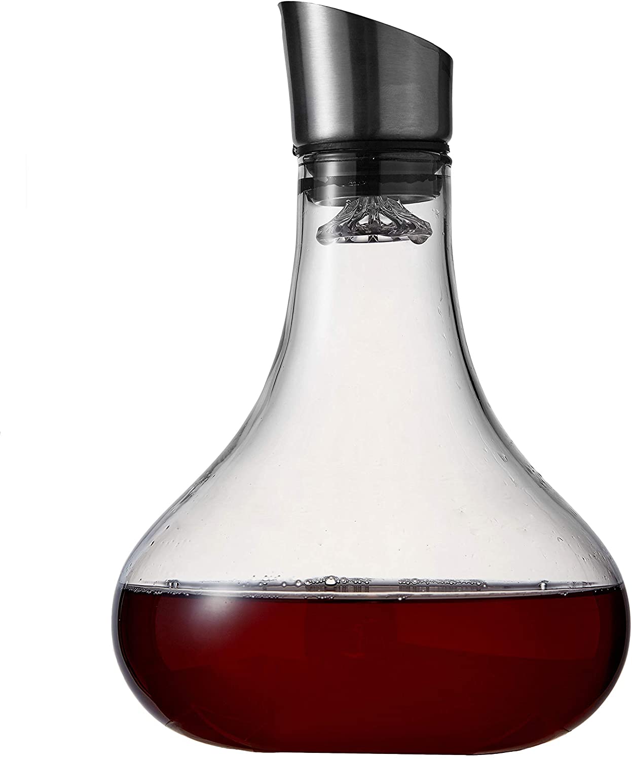 Eravino Wine Decanter Airating Carafe with Lid 100% 핸드 블로우 크리스털 글라스 데칸터 와인 브리더 - 와인 마시는 사람들을 위한 훌륭한 선물: