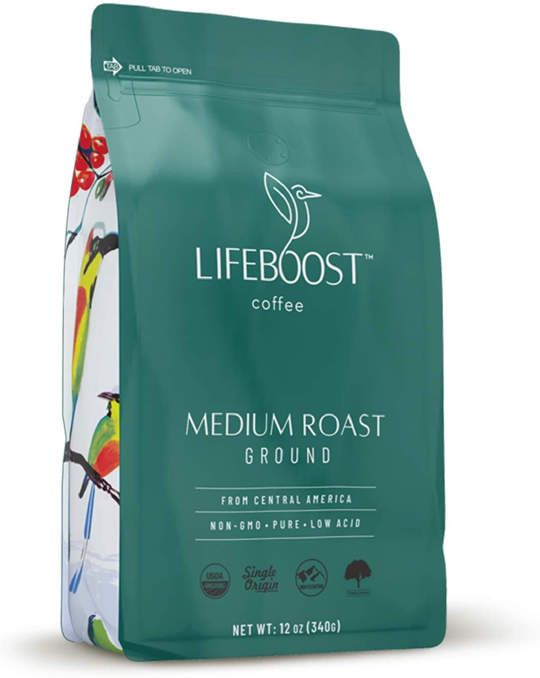 Lifeboost Coffee 중형 로스트 그라운드 커피 - 저산 싱글 오리진 USDA 유기농 커피 - 비 GMO 분쇄 커피 원두 다크 로스트 제3자 마이코톡신 & 살충제 시험 - 12온스 : 식료품 & 고급 식품