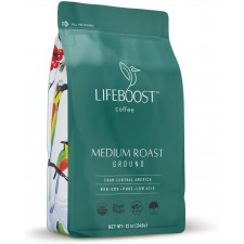 Lifeboost Coffee 중형 로스트 그라운드 커피 - 저산 싱글 오리진 USDA 유기농 커피 - 비 GMO 분쇄 커피 원두 다크 로스트 제3자 마이코톡신 & 살충제 시험 - 12온스 : 식료품 & 고급 식품