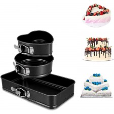 Phoetya Mini Cake Tins 세트, 4'Heart/4'Round/9'Square Springform Cake Tins 치즈케이크 팬, 비스틱 누출 방지 라운드 케이크 Tins Bottle 및 탈부착 가능한 Bottle