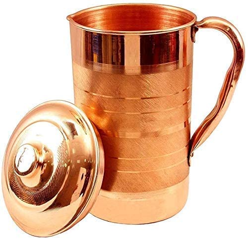 Shanika Pure Copper Jug Poter for Storage Water & Subing Ware Good Health Benefits Indian Yoga (코퍼 Jug(1250ml))