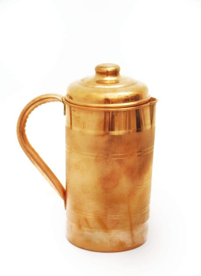 Shanika Pure Copper Jug Poter for Storage Water & Subing Ware Good Health Benefits Indian Yoga (코퍼 Jug(1250ml))