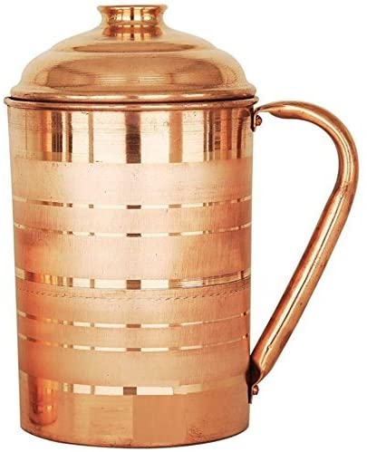 Shanika Pure Copper Jug Poter for Storage Water & Subing Ware Good Health Benefits Indian Yoga (코퍼 Jug(1250ml))