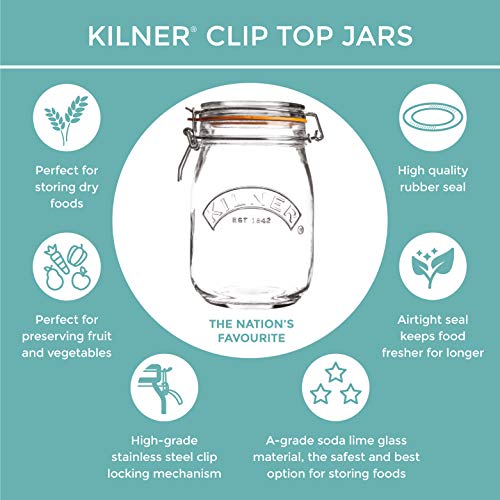 Kilner 25.737 유리 클립 상단 높이 스파게티 용기, 2.2 리터