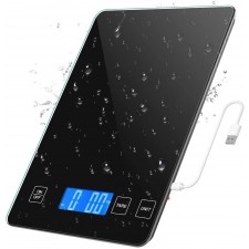 Brifit Digital Kitchen Scale, 10kg / 22lb Food Scale, 1g / 0.1oz 정확한 졸업, 방수 강화 유리 플랫폼, 베이킹 요리 용 고정밀 다기능 저울 (배터리 포함)