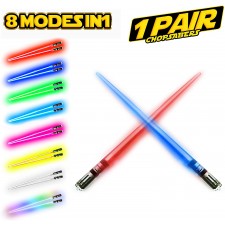 LIGHTSABER CHOPSTICKS LIGHT UP STAR WARS LED 글로 잉 라이트 세이버 찹 스틱 재사용 가능한 스시 라이트 업 세이버 밝은 LED 8 가지 색상 모드-1 쌍