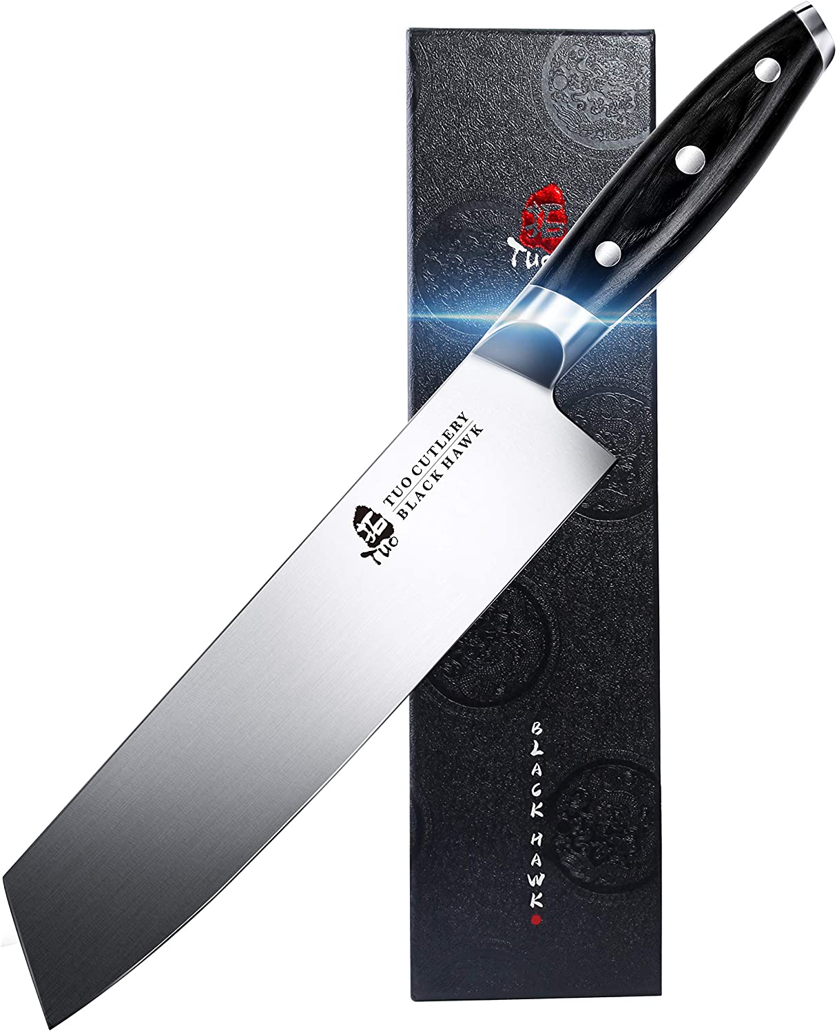 TUO Kiritsuke Knife-8 인치 Kiritsuke Chef Knife-일본 야채 고기 칼-독일 HC 스틸-풀 탕 파카 우드 핸들-선물 상자가있는 BLACK HAWK SERIES